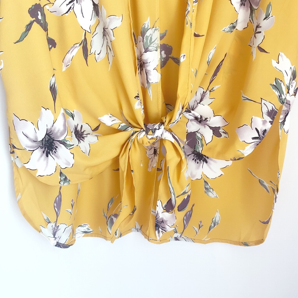 NEW Easel Floral Kimono Topper Gold Yellow Abstract Floral Print Women Sizes NWT - Picture 6 of 14